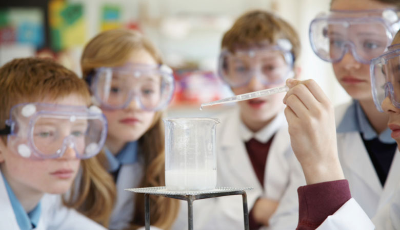 children in science labratory