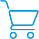 Blue and white shopping cart icon